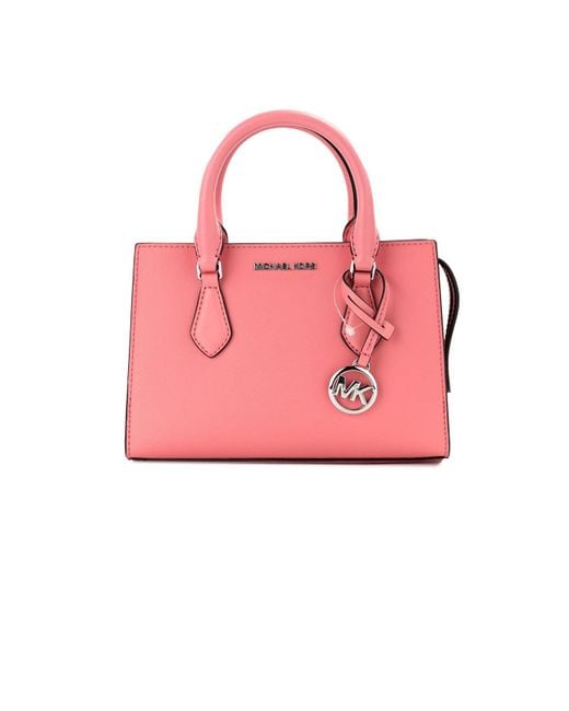 Michael Kors Pink Sheila Small Tea Rose Vegan Leather Center Zip Satchel Purse Bag