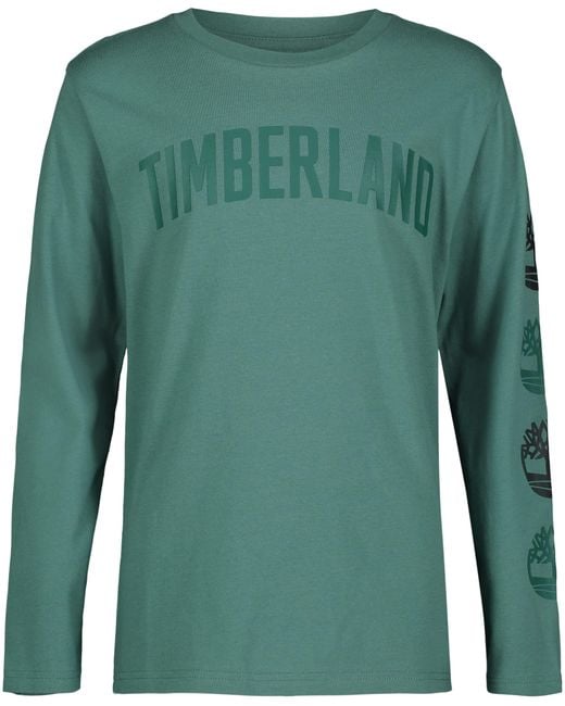 T-shirt girocollo a maniche lunghe da ragazzo di Timberland in Green da Uomo