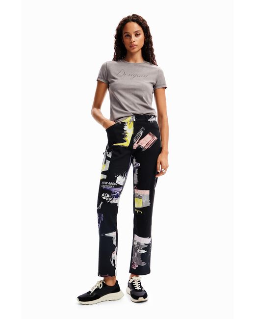 Desigual Black Straight Collage Trousers