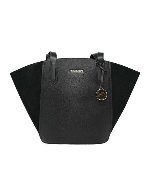 Michael Kors Black Portia Large Leather & Suede Tote Bag