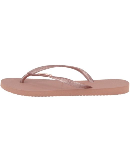 Havaianas Pink Slim Logo Metallic Flip Flops