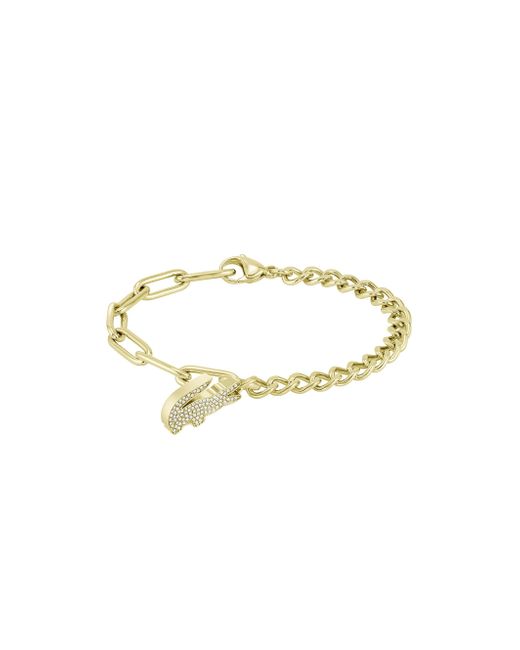 Lacoste Jewelry Crocodile Ionic Plated Thin Gold Steel And Crystal Chain  Bracelet in Metallic | Lyst