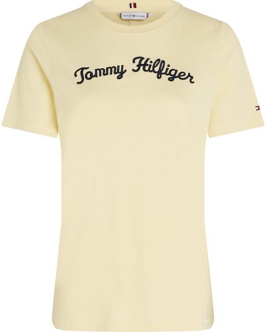 Tommy Hilfiger Reg Script C-nk Ss S/s T-shirt in het Blue