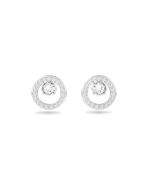Swarovski Metallic Creativity Small Circle Pierced Stud Earrings With White Crystals On A Rose-gold Tone Plated Post And Secure Back Closure