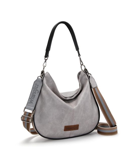 Wrangler Gray Hobo Bags For Striped Cotton Ribbon Shoulder Purses And Handbags