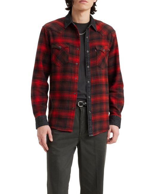 Levi's Red Barstow Western Long Sleeved Shirt for men