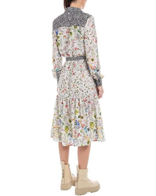 Replay Multicolor W9759 .000.10324 Long Sleeve Midi Dress