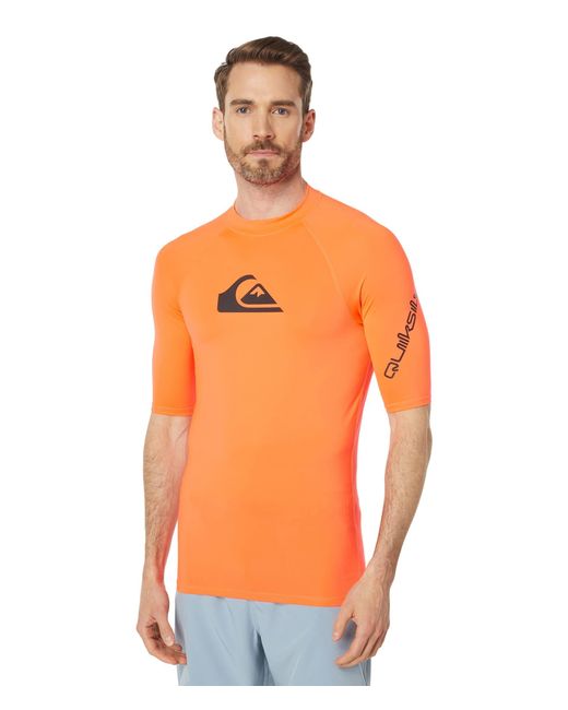 Quiksilver Orange All Time Short Sleeve Rashguard Fiery Coral Xl for men
