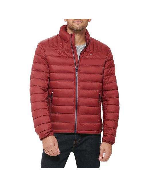 Tommy Hilfiger Red Ultra Loft Lightweight Packable Puffer Jacket for men