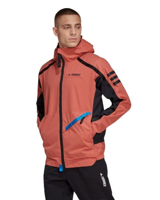 Adidas Red Terrex Utilitas Rain Jacket for men