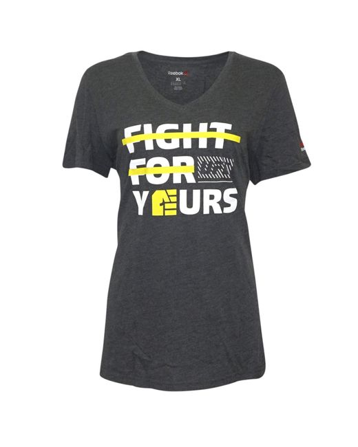 Reebok Black Ufc Grey Ufan Fight For Yours Triblend V-neck T-shirt Ao2362