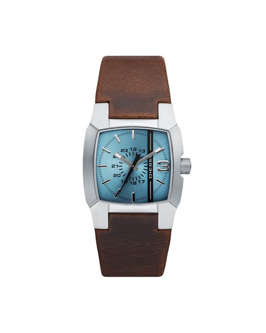 DIESEL Blue 36mm Cliffhanger Quartz Stainless Steel And Leather Three-hand Watch for men