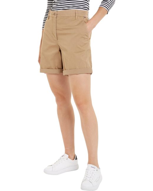 Pantalones cortos chinos Mujer Chino Short Mom fit de Tommy Hilfiger de color Negro Lyst
