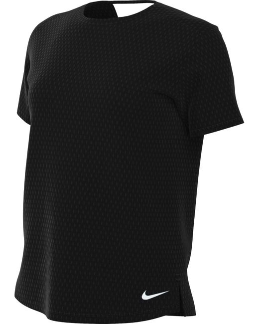 Nike Dx0131-010w Nk One Df Breathe Std Ss Top Longshirt Zwart/wit Maat Xs in het Black