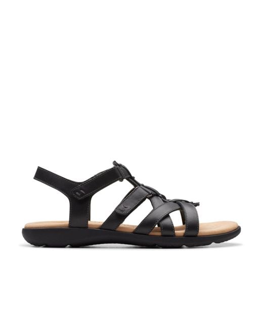 Clarks Elizabelle Sky Leather Sandals In Black Standard Fit Size 8