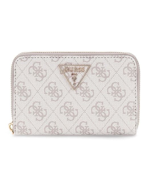 GUESS Nelka SLG Portafoglio Medio Con Cerniera – Cream Logo – 14x9x2,5 Cm In Poliuretano