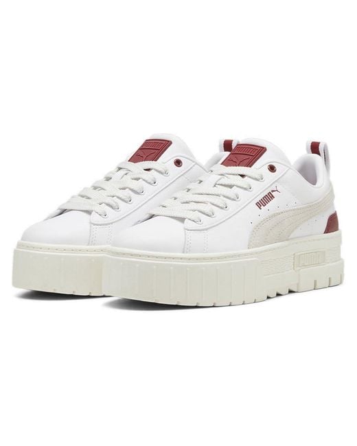 PUMA Mayze White Leather Sneakers