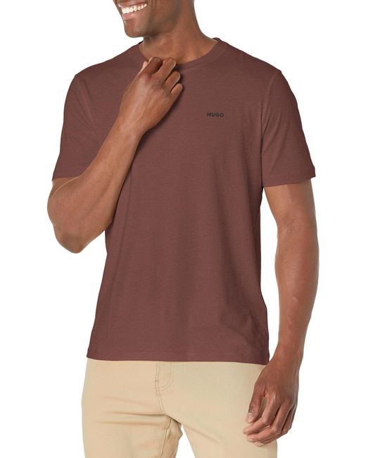 HUGO Brown Small Logo Short Sleeve T-shirt for men