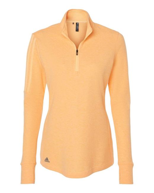 Adidas Orange S 3-stripes Quarter-zip Sweater