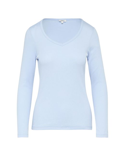 S.oliver Blue Feines Jersey-Longsleeve mit Rippstruktur hellblau 38