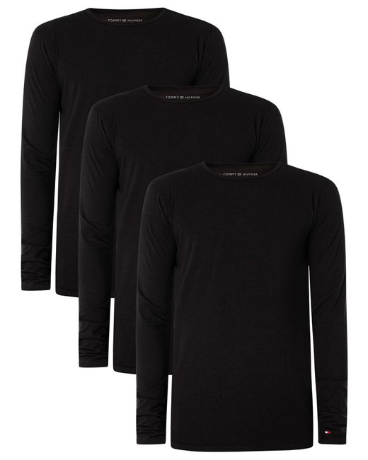 Hombre Pack de 3 Camiseta de manga largas Basic Tommy Hilfiger de hombre de color Black