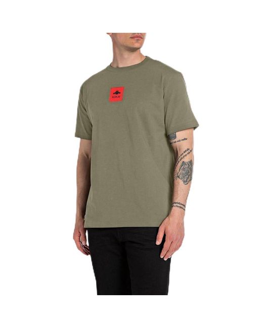 Replay Green T-Shirt Kurzarm aus Baumwolle