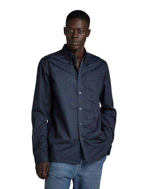 G-Star One Pkt Regular Shirt Met Lange Mouwen in het Blue voor heren