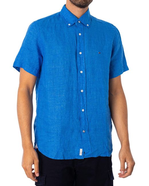Tommy Hilfiger Blue Pigment Dyed Linen Shirt for men