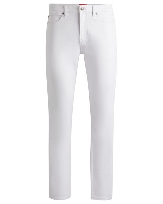 HUGO S 708 Slim-fit Jeans In White Stretch Denim for men