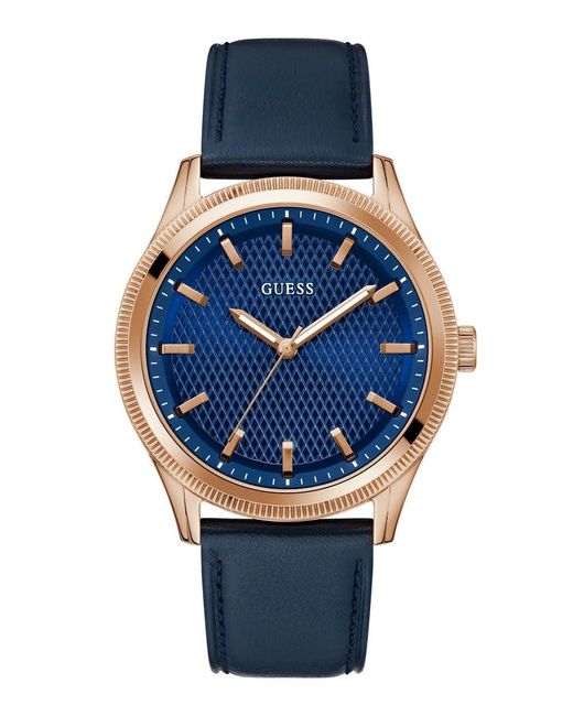 Guess Analogue Quarz Watch With Leather Strap Gw0846g2 in Blue for