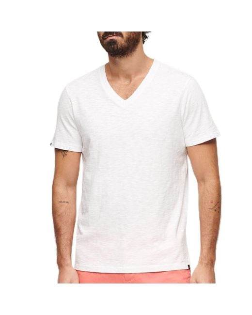 Superdry Slub Short Sleeve V Neck T-shirt 3xl White for men
