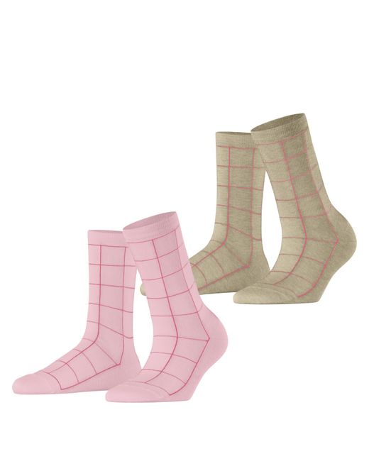 Esprit Pink Socken Sketched Grid Multipack W So Baumwolle gemustert 2 Paar