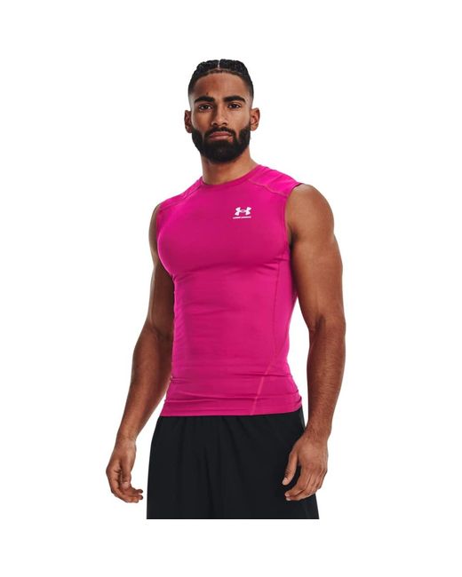 Under Armour Standard HeatGear Compression Sleeveless T-Shirt, in Pink für Herren