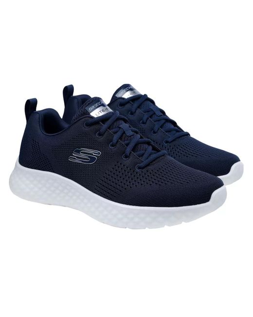 Skechers Blue Lite Foam Trainers With Memory Foam Lightweight Machine Washable Comfortable Lace-up Sporty Look Navy Uk 10 for men