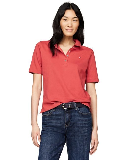 Tommy Hilfiger Red 1985 Reg Pique Polo Ss Ww0ww43224 S/s