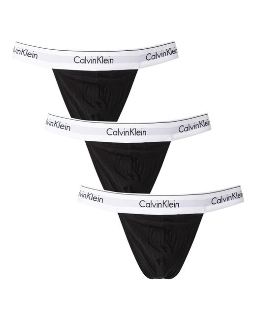 Perizomi Uomo Confezione da 3 Cotone Elasticizzato di Calvin Klein in Black da Uomo