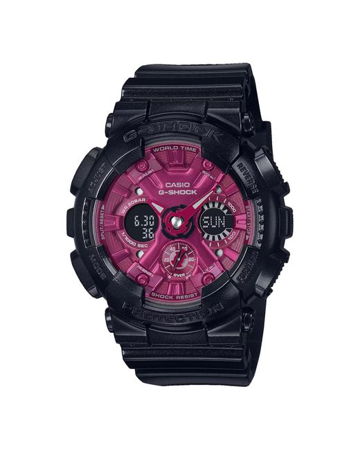 GMAS120RB-1A Orologio da donna nero lucido rosa caldo quadrante sveglia cronografo G Shock di G-Shock in Purple