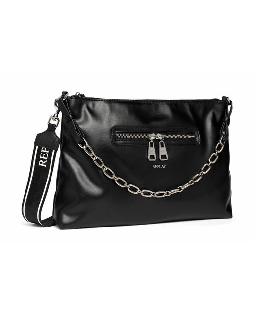 Replay Black Schultertasche mit Tragegurt