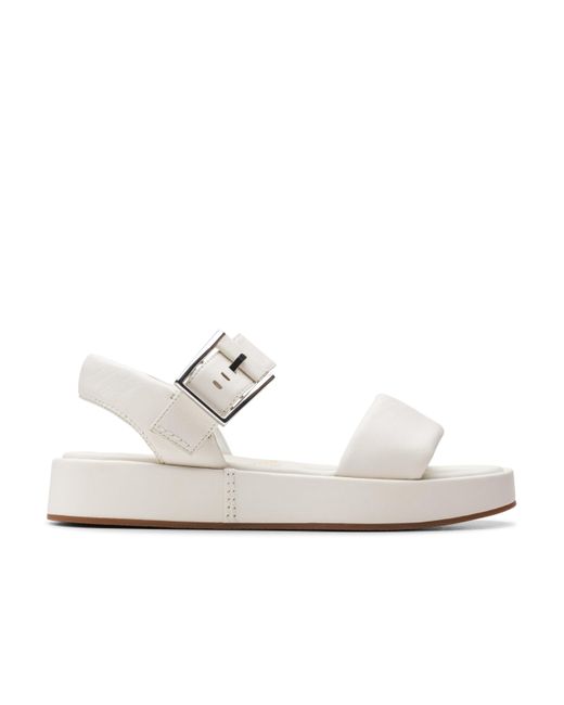 Clarks Alda Strap Leather Sandals In Off White Standard Fit Size 9
