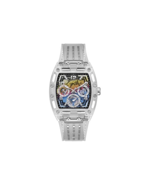 Guess White Clear Strap Rainbow Dial Clear for men