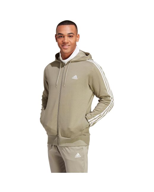 adidas S M 3s Fz Hoodie Silver Pebble/white L in Grey for Men | Lyst UK