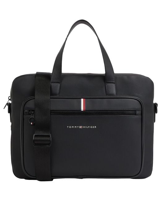 Tommy Hilfiger Black Th Essential Pique Computer Bag for men