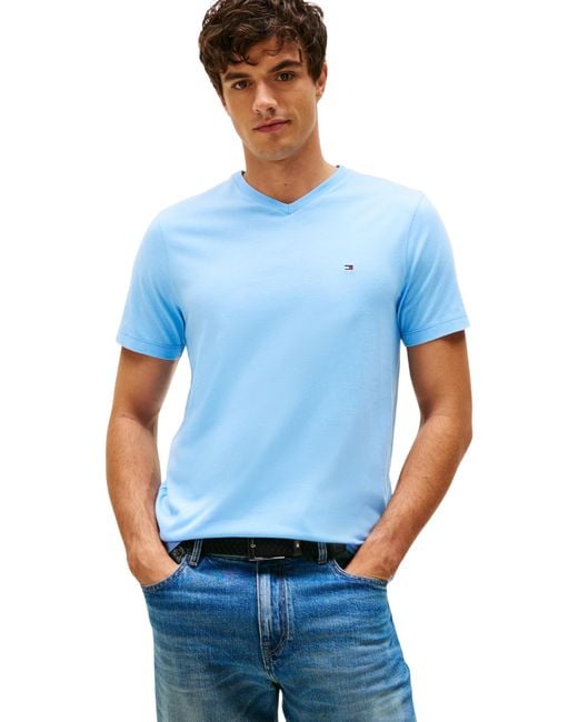 Tommy Hilfiger Essential V-hals Tee Mw0mw39249 S/s T-shirt in het Blue voor heren