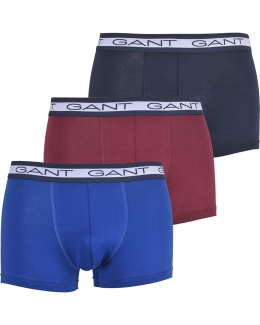 Gant Blue 3-pack Contrast Waistband Boxer Trunks for men