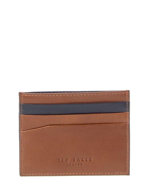 Ted Baker Brown Nancard Contrast Edge Paint Leather Card Holder for men