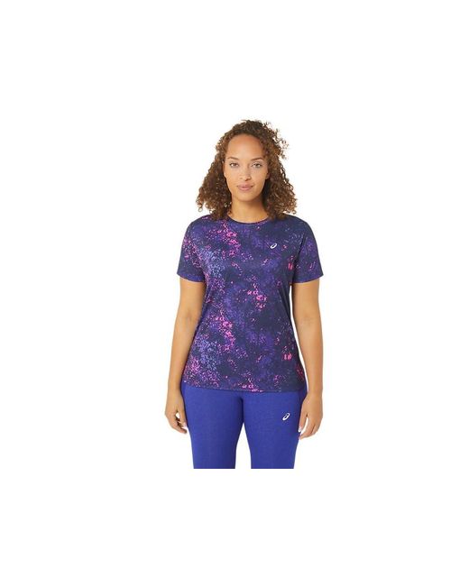 Asics Blue All Over Print Ss Top