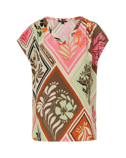 Comma, Ärmellose Visikose-Bluse mit All-Over-Print pink 46