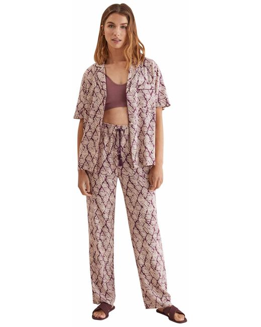 Pijama Camisero Estampado Juego Women'secret de color Multicolor