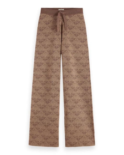 Scotch & Soda Brown Monogram Jacquard Knitted Trousers Shorts