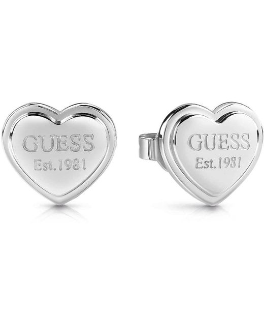 Guess Metallic Ohrringe Herz Ohrstecker Edelstahl JUBE02179JWRH